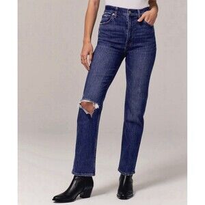 Abercrombie & Fitch Jeans Womens 27/4 The Ankle Straight Ultra High Rise Destroy